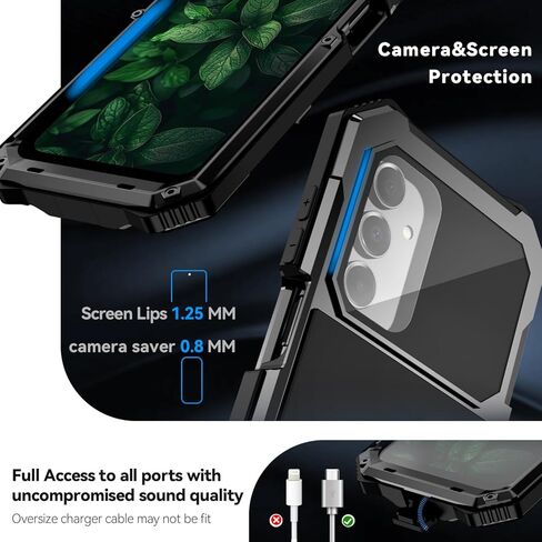 Lunivop for Samsung Galaxy A17/A16 5G Case (6.7 '') Metal Heavy Duty Phone Case para Built-in Screen Protection Full Body Protective Dust Proof Military Grade Rugged Black in Kuwait