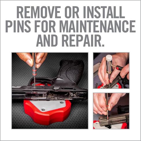 Real Avid Pin Punch Set & Hammer + Non-Slip Magnetic Bench Block | 10 Standard Nickel-Plated Steel Pin Punches, 4 Interchangeable Hammer Heads - Brass, Steel, Rubber, Nylon & Non-Marring Bench Block in Kuwait