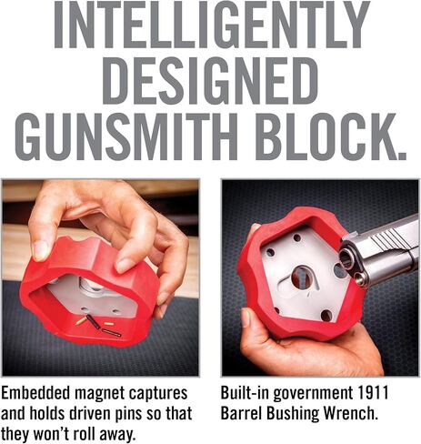 Real Avid Pin Punch Set & Hammer + Non-Slip Magnetic Bench Block | 10 Standard Nickel-Plated Steel Pin Punches, 4 Interchangeable Hammer Heads - Brass, Steel, Rubber, Nylon & Non-Marring Bench Block in Kuwait