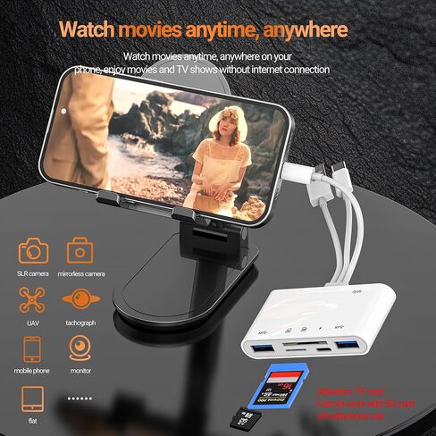 قارئ بطاقات SD (6 في 1) محول USB Lightning USB C إلى OTG TF شاحن أنثى لهاتف Iphone 17 16 15 14 13 Pro Max عصا ذاكرة الكاميرا الرقمية لنقل Apple Android Hub لأجهزة Ipad المتوافقة مع Samsung in Kuwait