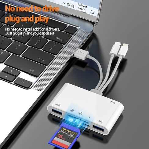 قارئ بطاقات SD (6 في 1) محول USB Lightning USB C إلى OTG TF شاحن أنثى لهاتف Iphone 17 16 15 14 13 Pro Max عصا ذاكرة الكاميرا الرقمية لنقل Apple Android Hub لأجهزة Ipad المتوافقة مع Samsung in Kuwait