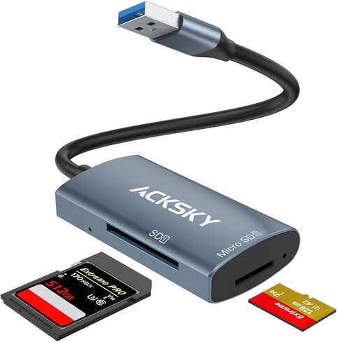 SD Card Reader, ACKSKY Micro SD Card Adapter, SD Card to USB Adapter, USB 3.0 Memory Card Reader, Supports TF SD SDHC SDXC Micro SD Micro SDHC Micro SDXC MMC, RS-MMC UHS-I Cards in Saudi Arabia