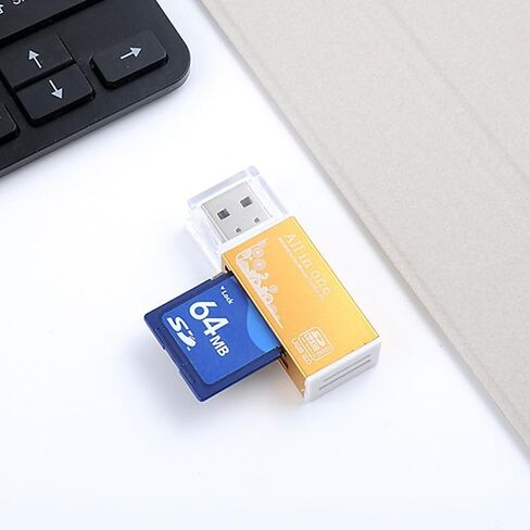 قارئ بطاقة ذاكرة SD متعدد في 1 لبطاقة Memory Stick Pro Duo Micro SD، TF، M2، MMC، SDHC MS (ذهبي) in Saudi Arabia