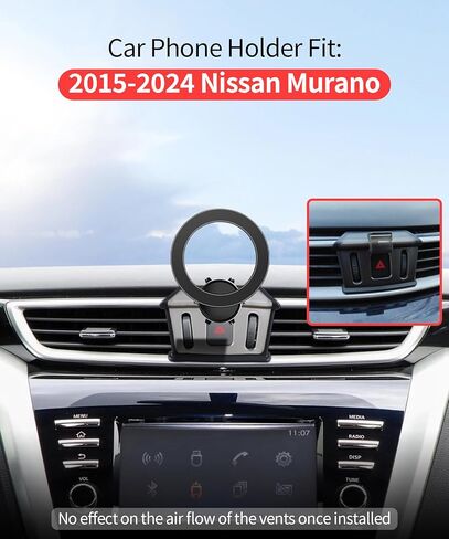 حامل هاتف السيارة لملحقات Nissan Murano 2015-2024، حامل هاتف يدور 360 درجة متوافق مع MagSafe، حامل الهاتف الخلوي لا يؤثر على فتحة الهواء in Kuwait