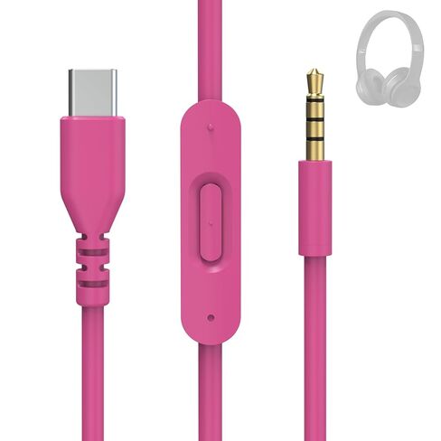 كابل صوت بديل Toxaoii USB C إلى 3.5 مم لـ Beats Solo 4 3 2، Studio 2 3 Pro، Detox Wireless Mixr Executive Pill Headphones Aux Cord مع ميكروفون وحجم لهاتف iPhone 17 16 15 وAndroid in Saudi Arabia