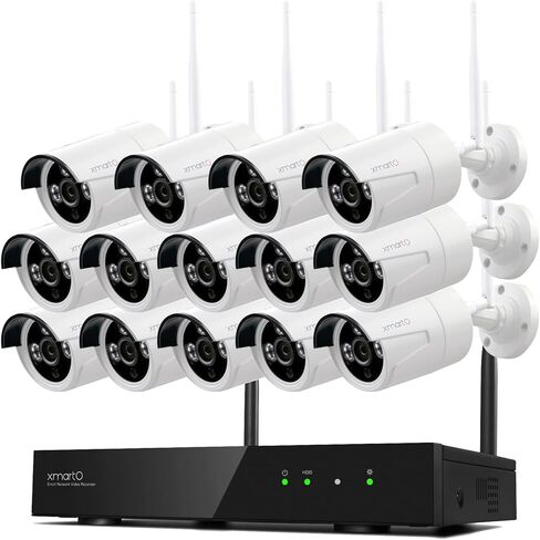 نظام كاميرا الأمان اللاسلكي XMARTO 16CH Wi-Fi 6 14PC 2K نظام كاميرا IP لاسلكي للأمان (جهاز توجيه مدمج، توصيل N Play، عرض الهاتف المحمول، رؤية ليلية، ميكروفون صوتي مدمج) in Saudi Arabia