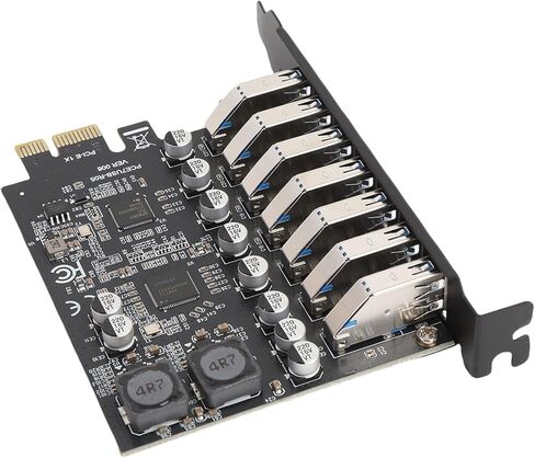 USB3.2 PCI Express Expansion Card, 7 Port GEN1 5Gbps PCIe Expansion Card High Speed UASP Hub Controller Adapter with Aluminum Heatsink Plug and Play for PC OS X Desktop in Saudi Arabia
