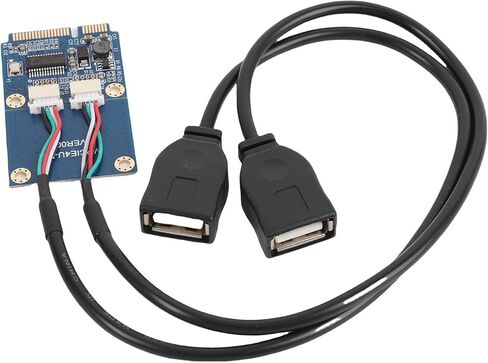 PUSOKEI Mini PCI - بطاقة محول E إلى USB، محول USB 2.0 مزدوج لأجهزة الكمبيوتر المحمول - منفذ توسيع التوصيل والتشغيل، نقل بيانات ثابت، توصيل لوحة المفاتيح/الماوس/الطابعة in Kuwait
