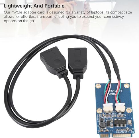 PUSOKEI Mini PCI - بطاقة محول E إلى USB، محول USB 2.0 مزدوج لأجهزة الكمبيوتر المحمول - منفذ توسيع التوصيل والتشغيل، نقل بيانات ثابت، توصيل لوحة المفاتيح/الماوس/الطابعة in Kuwait