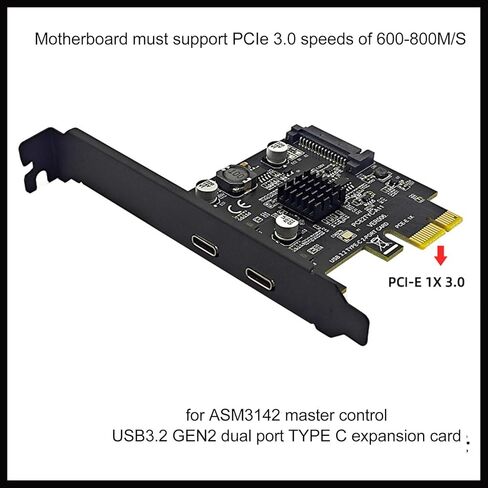 PCI E 1X to USB 3.2PCI Express Expansion Card for Desktop PC forWindows, Efficient File Transfer, GEN2 Dual Type C High Speed 10Gbps PCI Express Expansion Card in Saudi Arabia