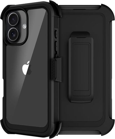 حافظة RubCase لهاتف iPhone 17، حافظة هاتف كاملة الجسم مع واقي شاشة مدمج وحافظة بمشبك حزام، غطاء هاتف خلوي متين للحماية من السقوط من الدرجة العسكرية لهاتف iPhone 17 6.3 بوصة (أخضر شفاف) in Saudi Arabia