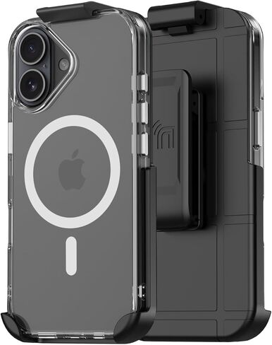 مجموعة Nakedcellllphone لهاتف iPhone 17، حافظة مضادة للصدمات وحامل بمشبك حزام (متوافق مع MagSafe) - شفاف in Kuwait
