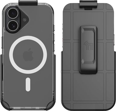 مجموعة Nakedcellllphone لهاتف iPhone 17، حافظة مضادة للصدمات وحامل بمشبك حزام (متوافق مع MagSafe) - شفاف in Kuwait