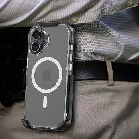 مجموعة Nakedcellllphone لهاتف iPhone 17، حافظة مضادة للصدمات وحامل بمشبك حزام (متوافق مع MagSafe) - شفاف in Kuwait