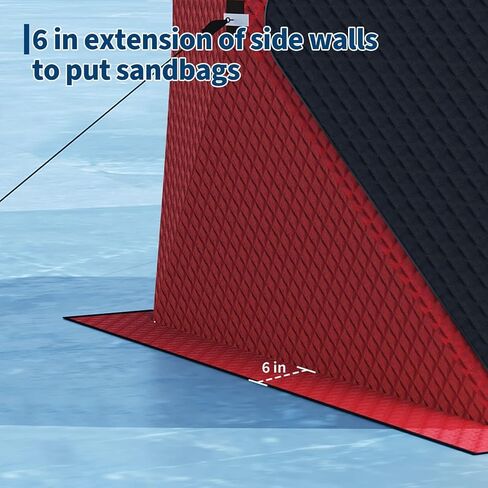 Pop-Up Ice Fishing Shelter for 2-3 Persons,Portable Insulated Ice Fishing Tent with 49ft LED Light Strip,Carry Bag & Anchors,25 Sq ft Fishable Area, Windproof,Blue+Black in Saudi Arabia