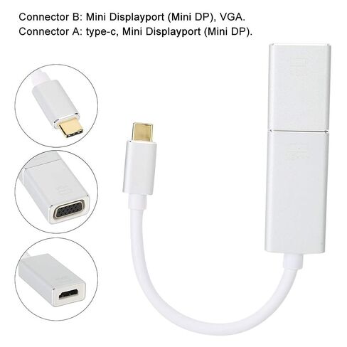 كابل محول سلك توصيل من النوع C إلى Mini/إلى VGA Cascade، تشغيل سهل، تصميم محمول، ثبات احترافي لجهاز العرض، الكمبيوتر، الوسائط المتعددة، in Kuwait