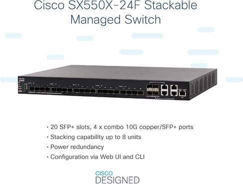 Cisco SX550X-24F-K9 24 منفذ 10G SFP + محول مُدار قابل للتكديس SX550X-24F (متجدد) in Kuwait
