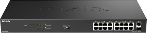 محول D-Link 16-Port Gigabit PoE+ غير مُدار مع منفذين SFP (DGS-1018P) - ميزانية 240 وات، 30 وات/منفذ، التوصيل والتشغيل، عناصر التحكم على اللوحة، جودة الخدمة، مروحة ذكية، معايير NDAA/TAA in Saudi Arabia