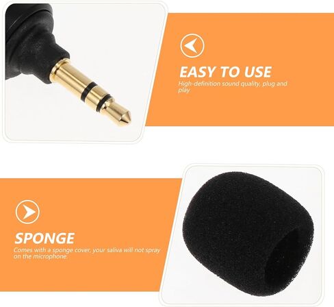 Veemoon 5mm Straight Head Live Streaming Microphone for Laptop and Tablet, Flexible Recording Mic with 3-Segment Stereo for Computer Use in Saudi Arabia