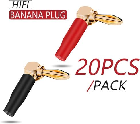 20PCS 4mm L-Shaped Right Angle Banana Soft Plastic Shell 90 Degree Banana Connector Red Black in Saudi Arabia