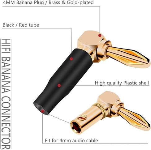 20PCS 4mm L-Shaped Right Angle Banana Soft Plastic Shell 90 Degree Banana Connector Red Black in Saudi Arabia