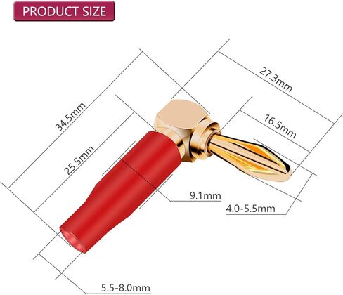 20PCS 4mm L-Shaped Right Angle Banana Soft Plastic Shell 90 Degree Banana Connector Red Black in Saudi Arabia