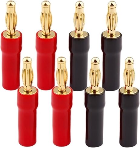 8pcs 4mm Banana Plugs Gold Plated Speaker Connector Adapter Audio Wire Connector 1pair Black&red in Silicon Tube in Saudi Arabia