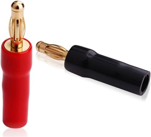 8pcs 4mm Banana Plugs Gold Plated Speaker Connector Adapter Audio Wire Connector 1pair Black&red in Silicon Tube in Saudi Arabia
