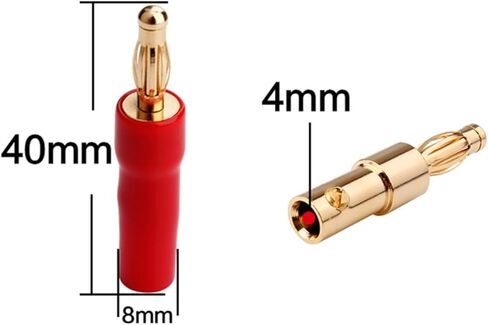 8pcs 4mm Banana Plugs Gold Plated Speaker Connector Adapter Audio Wire Connector 1pair Black&red in Silicon Tube in Saudi Arabia