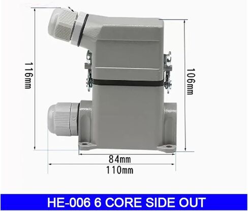High Base Rectangular Heavy Duty Connector 4 6 8 10 16 20 24 32 48 Core Pins 16A Waterproof Aviation Plug Top Side Outlet(Army Green) in Saudi Arabia