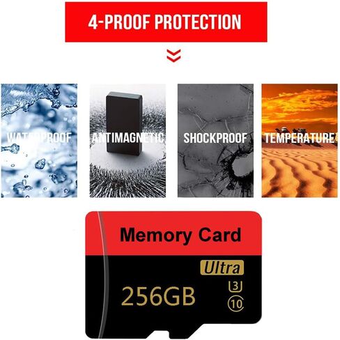 بطاقة ذاكرة 256 جيجا بايت بطاقة TF صغيرة بطاقة ذكية فائقة السرعة لهواتف Android وكاميرا الحركة والأجهزة اللوحية مساحة تخزين موسعة in Kuwait