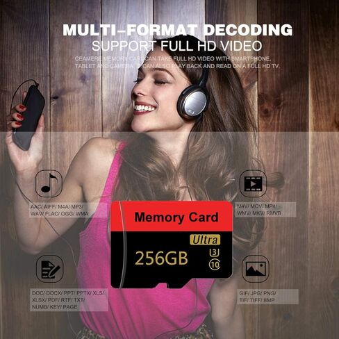 بطاقة ذاكرة 256 جيجا بايت بطاقة TF صغيرة بطاقة ذكية فائقة السرعة لهواتف Android وكاميرا الحركة والأجهزة اللوحية مساحة تخزين موسعة in Kuwait