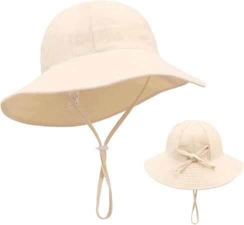 قبعة Baby Bucket Sun Hat بعامل حماية من الأشعة فوق البنفسجية 50+ - حزام ذقن ناعم قابل للتعديل مع حافة واسعة للرضع in Kuwait