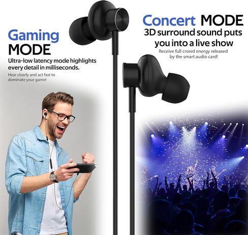 USB-C in-Ear Wired Headphones,Earbuds，3-Year Warranty, with high-Fidelity Sound Card, 5-Mode Audio, Low-Latency Gaming, KTV Vocal Enhancement-Black in Saudi Arabia