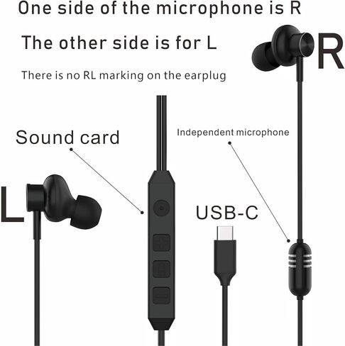USB-C in-Ear Wired Headphones,Earbuds，3-Year Warranty, with high-Fidelity Sound Card, 5-Mode Audio, Low-Latency Gaming, KTV Vocal Enhancement-Black in Saudi Arabia