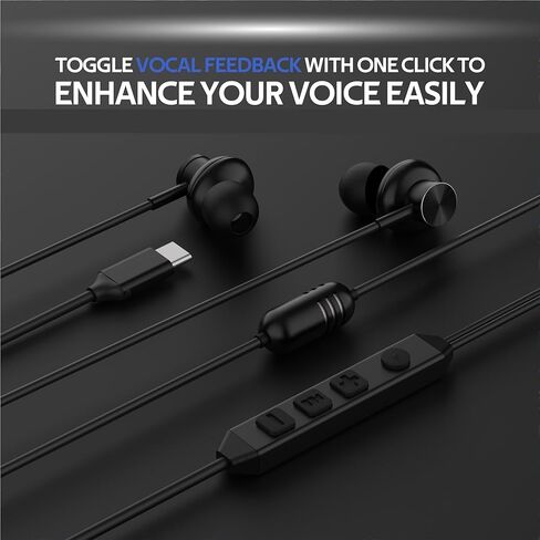 USB-C in-Ear Wired Headphones,Earbuds，3-Year Warranty, with high-Fidelity Sound Card, 5-Mode Audio, Low-Latency Gaming, KTV Vocal Enhancement-Black in Saudi Arabia