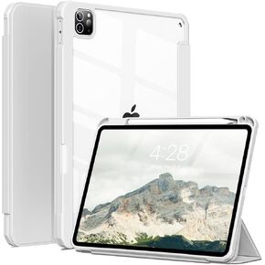 حافظة لجهاز iPad Pro مقاس 12.9 بوصة (الجيل السادس/الخامس/الرابع/الجيل الثالث 2022/2021/2020/2018) مع حامل أقلام، غطاء خلفي شفاف وشفاف وغطاء نحيف مضاد للصدمات، استيقاظ/غفو تلقائي، رمادي in Kuwait