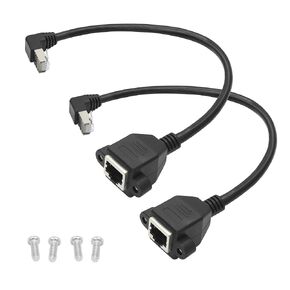 2 قطعة 90 درجة Cat 6 كابل تمديد إيثرنت 1FT، الزاوية اليمنى RJ45 ذكر إلى أنثى لوحة إيثرنت جبل مع كابل تمديد محمي، التوافق Cat5e، Cat5، للكمبيوتر الشخصي، الكمبيوتر المحمول، جهاز التوجيه إلخ in Kuwait