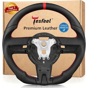 Steering Wheel for Chevrolet Camaro 2016–2024 Hydro-Dip Carbon Fiber with D-Shaped Flat-Bottom Perforated Leather Grip Hand-Stitched Steering Wheel Compatible with Camaro LT/LS/SS/ZL1 in Kuwait