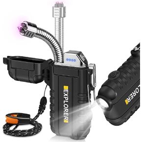 ولاعة لافاجيت USB C قابلة لإعادة الشحن، رقبة مرنة 360 درجة، مقاومة للرياح والماء، ولاعات قوس كهربائية للشموع والتخييم in Kuwait