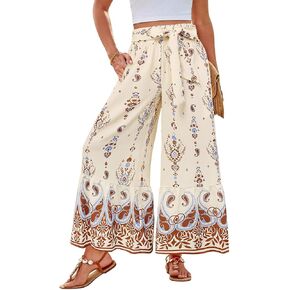 GRACE KARIN Women's 2025 Summer Wide Leg Palazzo Pants Elastic High Waisted Boho Casual Flowy Beach Pants with Pockets in Saudi Arabia