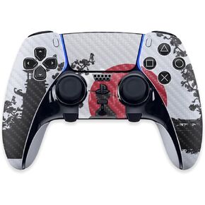 غلاف MightySkins من ألياف الكربون متوافق مع وحدة تحكم PS5 DualSense Edge - Nihon Samurai الواقي، لمسة نهائية متينة من ألياف الكربون سهلة التطبيق والإزالة وتغيير الأنماط المصنوعة في الولايات المتحدة الأمريكية in Kuwait
