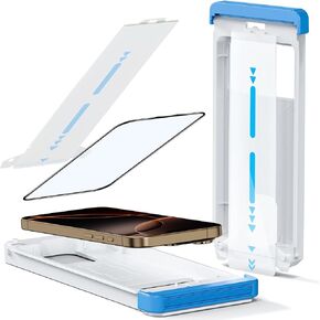 Screen Protector for iPhone 16 Pro Military Grade Tempered Glass Auto-Alignment OneTouch Kit Cell Phone Accessories Bubble Free Case Friendly Auto Dust-Removal Easy Install [1 Pack] in Saudi Arabia