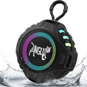 مكبر صوت بلوتوث لاسلكي، مكبر صوت محمول باللون الأزرق مع IPX6 مقاوم للماء، بطارية 2500 مللي أمبير في الساعة، اقتران TWS، ضوء RGB، ميكروفون مدمج، يدعم بطاقة TF، USB، هدايا للجنسين لحفلات الحمام المنزلية - أسود in Kuwait