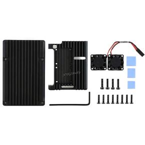 غطاء حماية متين من سبائك الألومنيوم باللون الأسود لجهاز Raspberry Pi 4 Model B مع مراوح تبريد مزدوجة @XYGStudy (PI4-CASE-C) in Kuwait