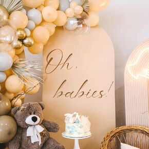 ملصق لافتة Oh Babies لخلفية ذهبية بنية كبيرة، ديكورات حمام أطفال توأم محايدة تكشف عن الجنس، ديكور حمام الطفل حديث الولادة (ملصق Oh Babies) in Kuwait