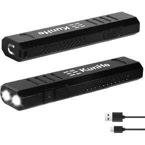 KunHe 800 لومن 1200 مللي أمبير EDC مصباح يدوي مسطح قابل لإعادة الشحن مصباح جيب صغير 5 أوضاع LED ضوء عمل مع قاعدة مغناطيسية هدايا عيد الميلاد للرجال in Kuwait
