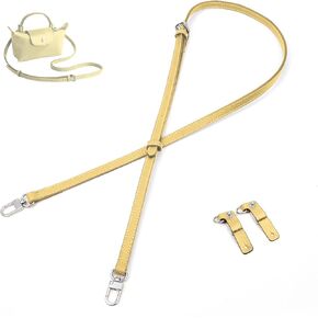 مجموعة حزام Senten Presh for Longchamp: استبدال الجلود لحقيبة Long Champ Mini ، وحزام محفظة ، بني مع قفل الذهب ، 0.47 "عريض × 3'1" إلى 4'1 "طويل in Kuwait