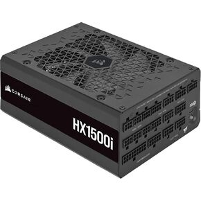مصدر طاقة رقمي ATX معياري بالكامل HX1500i من Corsair (ثلاثة موصلات EPS12V، مروحة تحمل ديناميكية سائلة 140 مم، وضع صفر دورة في الدقيقة، كفاءة 80 بلس البلاتينية) أسود in Kuwait
