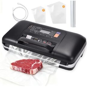 85kPa Heavy Duty Vacuum Sealer Machine, Commercial Grade Food Sealer with Double Seal, One-Hand Operation Handle, Built-in Cutter & Bag Storage, Moist/Dry Modes for Sous Vide, Meat & Meal Prep in Saudi Arabia